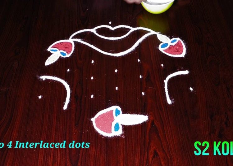 Diwali - Rangoli Designs || Simple 7 To 4 Dots Deepam Kolam || Diya Muggulu | Thiruvannamalai