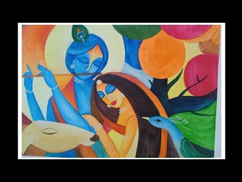 #easy Radha Krishna drawing #water colour #acrylic colours #water colour drawing for beginners