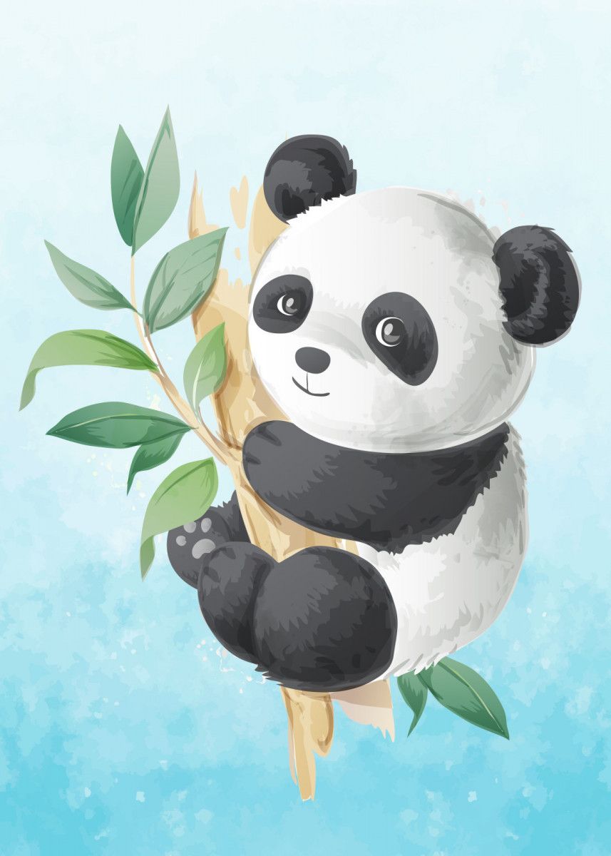 ‘panda watercolor’ Poster Print by Queensy Collin | Displate