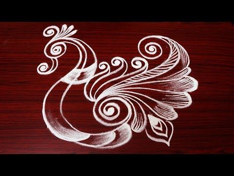 Peacock Rangoli Designs For Beginners - Latest And Simple Freehand Kolam Designs - Peacock Muggulu