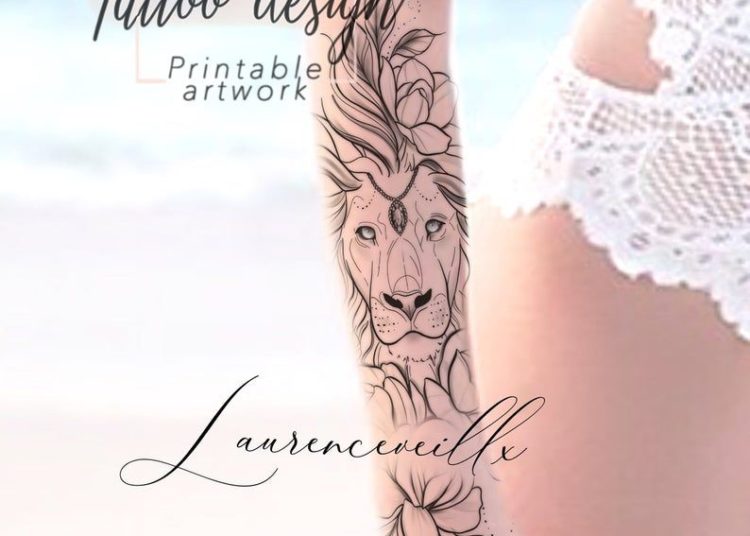 lion mandala thigh tattoo primitive tattoo ink - Primitive Tattoo