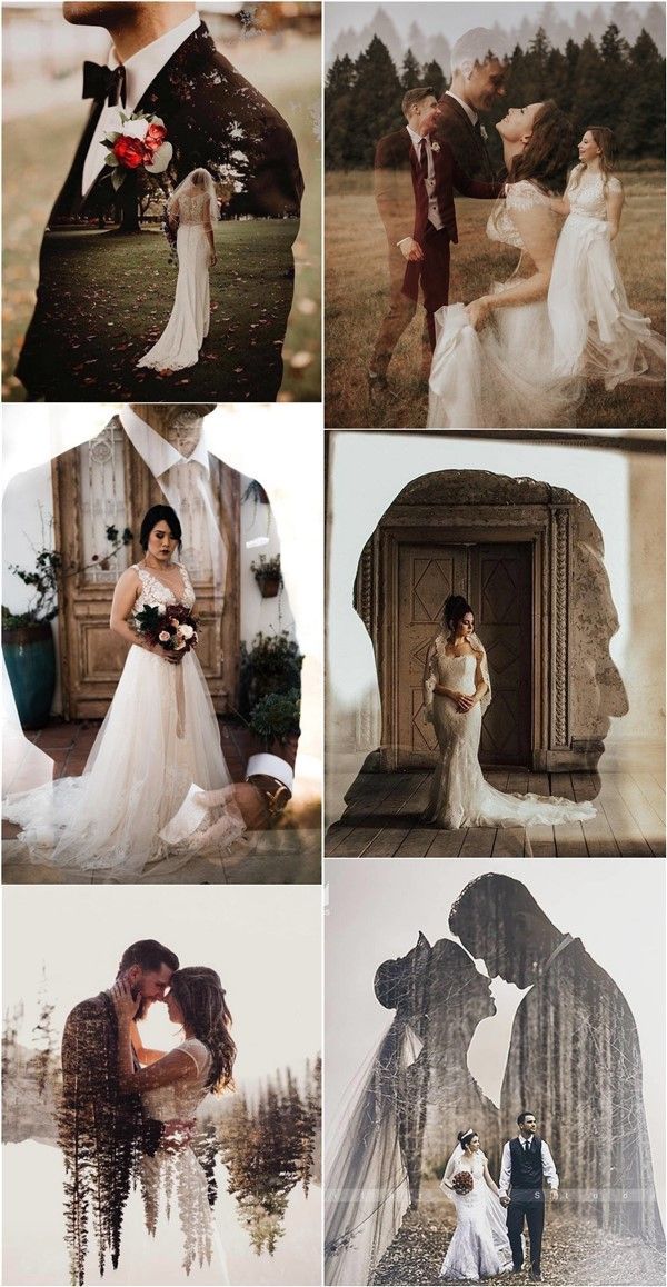 18 Double Exposure Wedding Photo Ideas Roses Rings