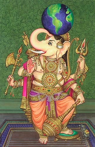 Art & Photos – How to Become A Hindu: Ganesha Holding Many Weapons and With the World on His Head