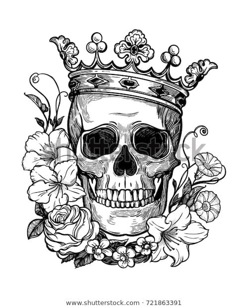 Beautiful Romantic Skull Crown Elegant Wreath Stock Vector (Royalty Free) 721863391