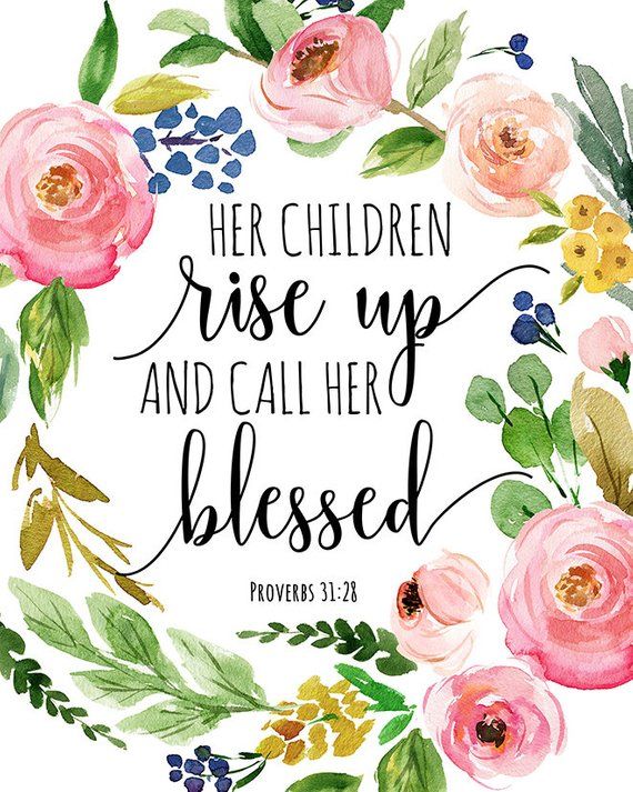 Bible Verse Print Her children rise up and call her blessed | Etsy