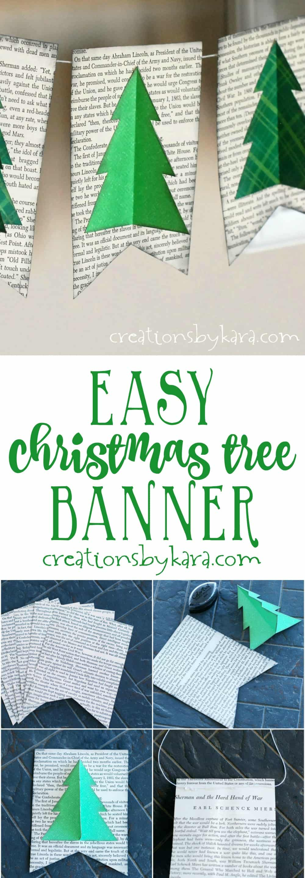 Book page Christmas tree banner instructions