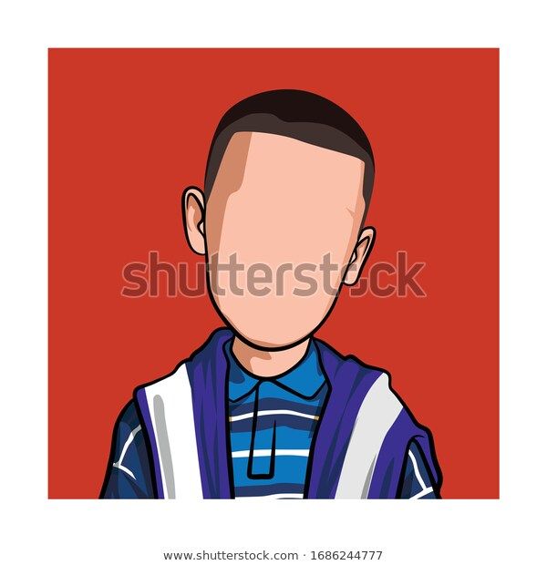 Caricature Portrait Blank Face Illustrated Blue Stock Vector (Royalty Free) 1686244777