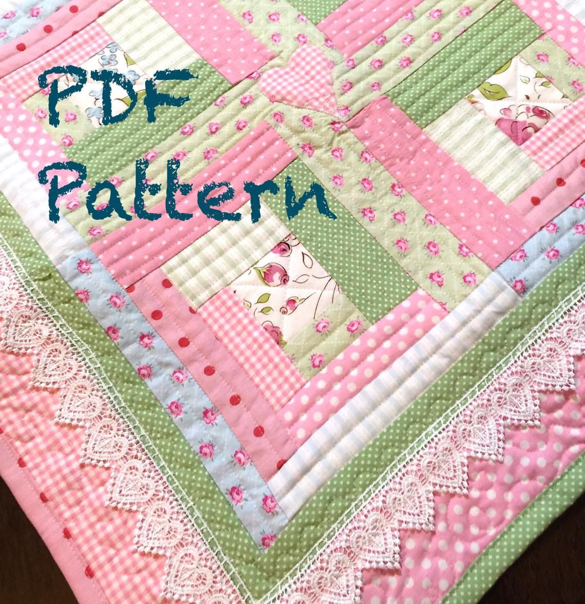 Chic Baby Girl Quilt Pattern, Log Cabin Quilt Pattern, Modern Baby Quilt Pattern, Baby Quilt Pattern, PDF Pattern - Quilt