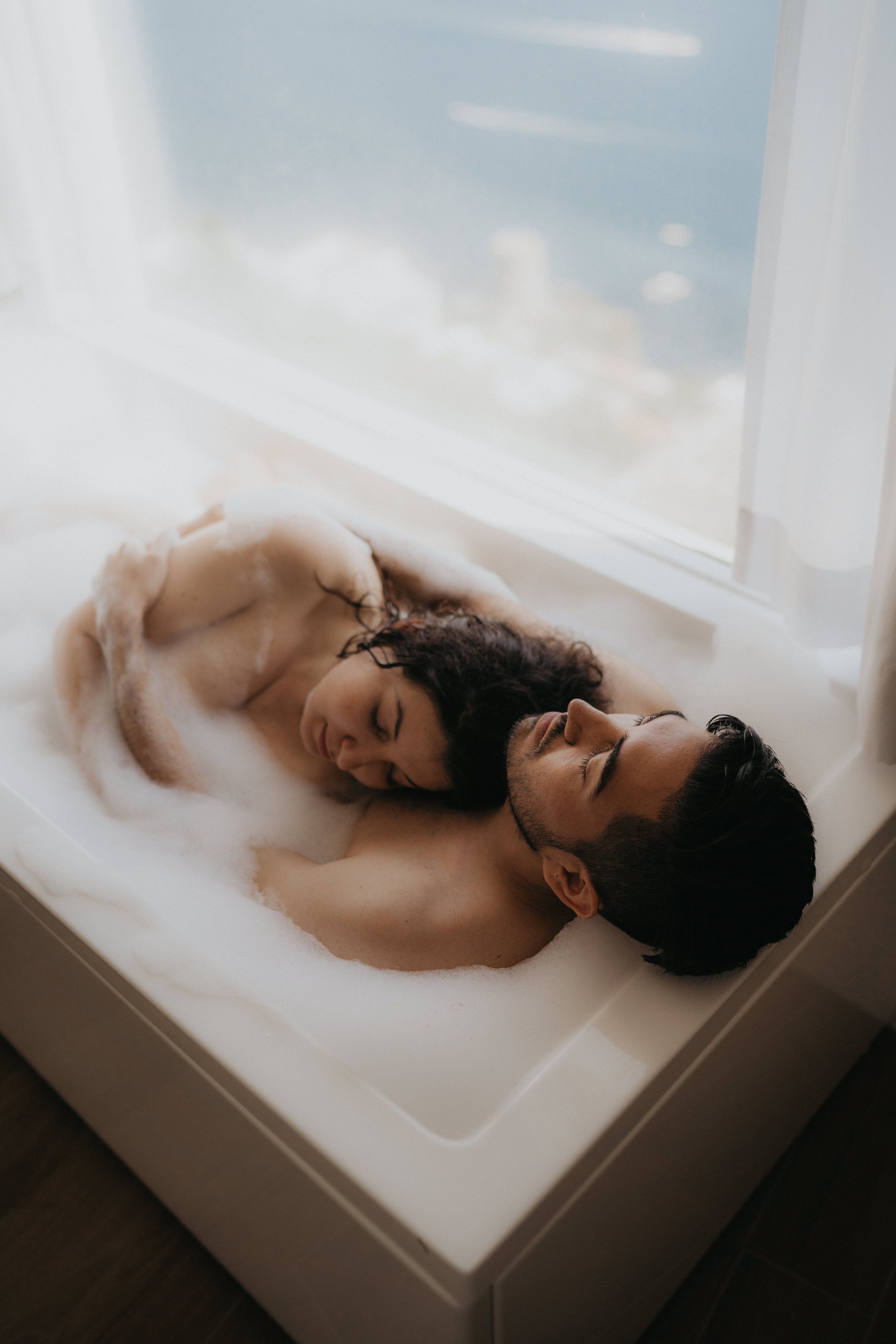 Couple Bathtub Photoshoot With Bubble Bath