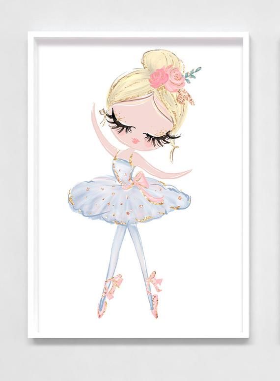 Girls Baby Girl Ballerina  Art Prints Set, Room Decor Pictures Wall Art Decor