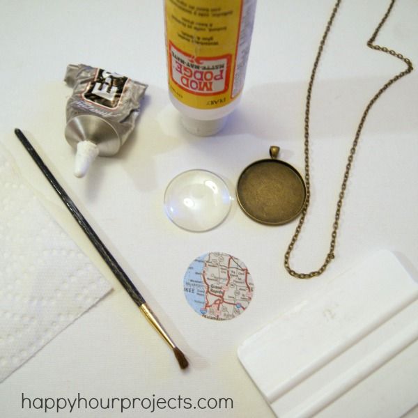 Glass Map Necklace DIY :: xLaurieClarkex~ VERY helpful hints, like “If you print an image off, I’d recommend using cheap photo paper.  Regular paper doesn’t hold a crisp image, and good photo pape…