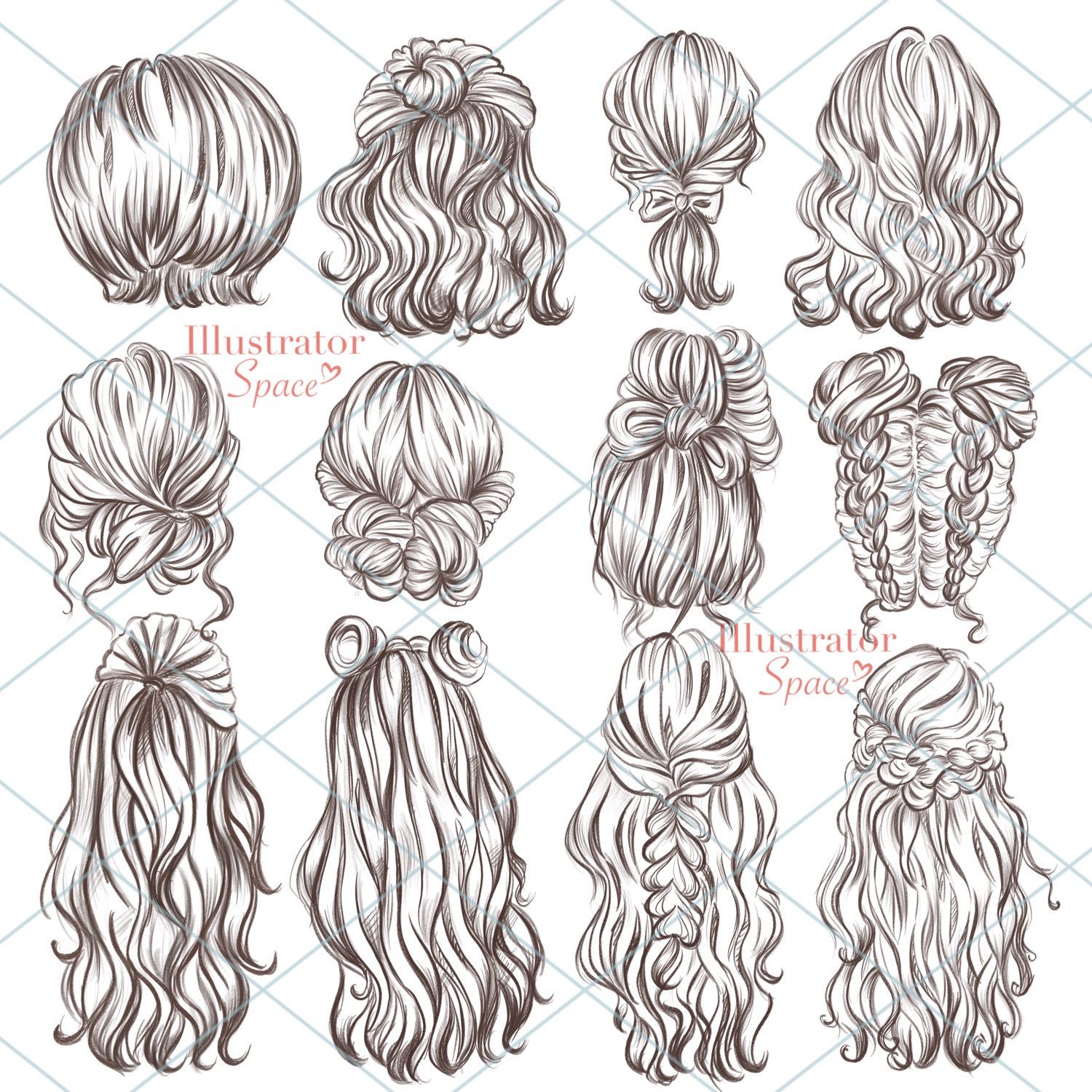 Hairstyles clipart hair set DIGITAL DOWNLOAD Custom hairstyles | Etsy