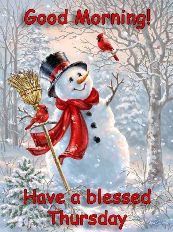 Happy Snowman Good Morning Blessed Thursday Image