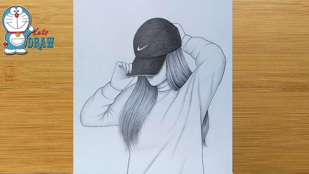 Hidden face drawing || How to draw a girl with cap || Pencil sketch || bir kız nasıl çizilir