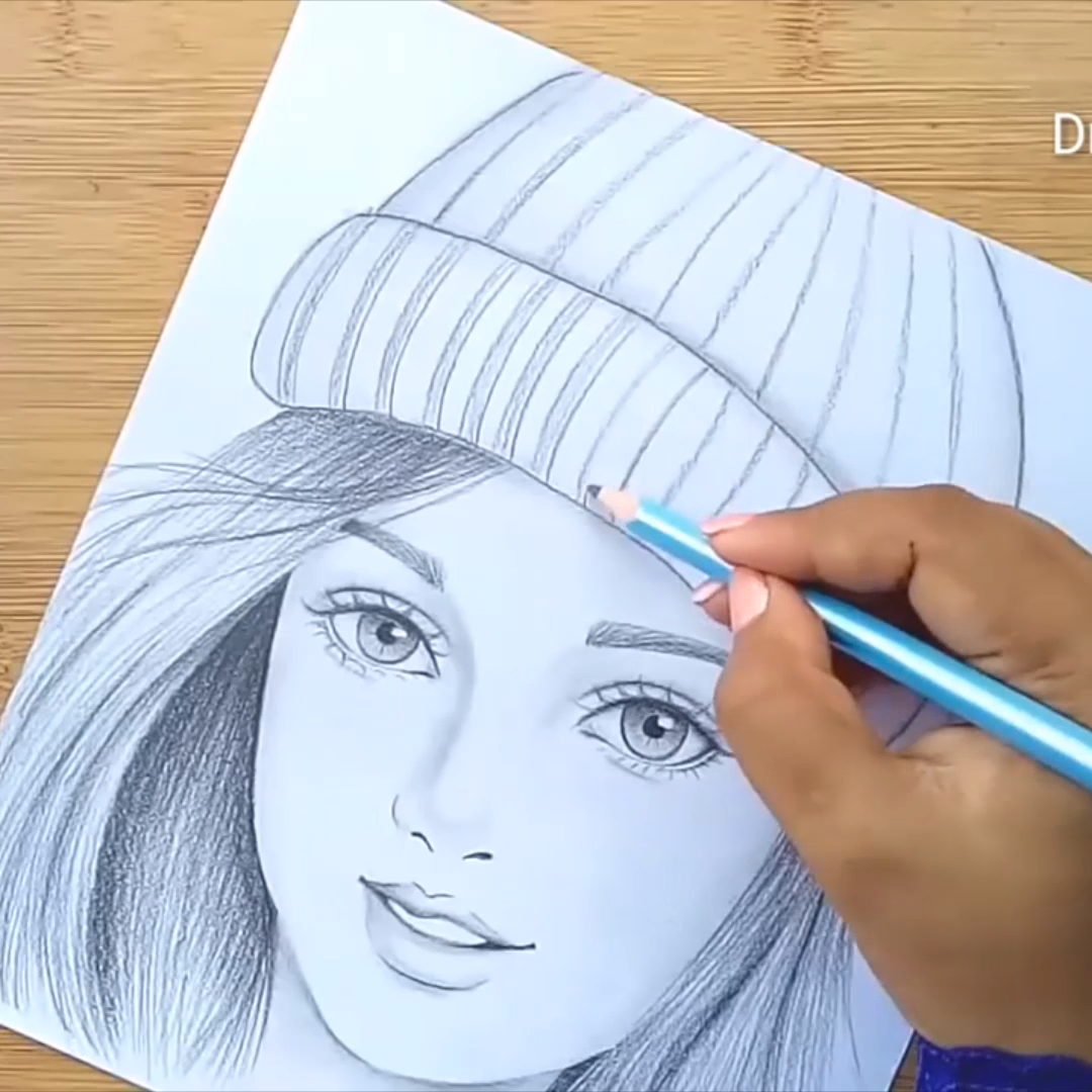 How To Draw A Girl Wearing Winter Cap For Beginners 2024 - FinetoShine