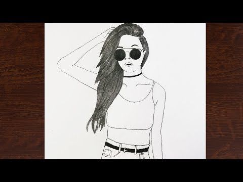 How To Draw A Girl With Sunglasses Stylish Girl Pencil Sketch