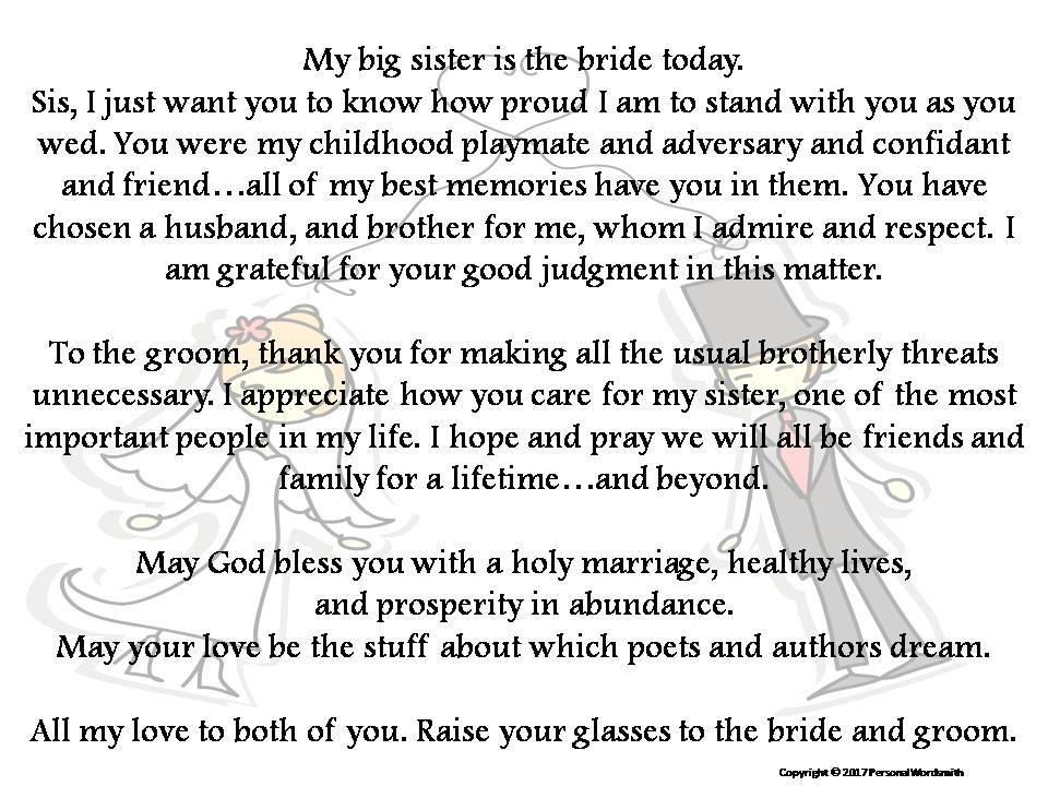 Items similar to Toast to Bride from Brother Printable Download, Best Man Toast to Bride Print, Brother of the Bride Speech, Brother Sister Wedding Blessing on Etsy