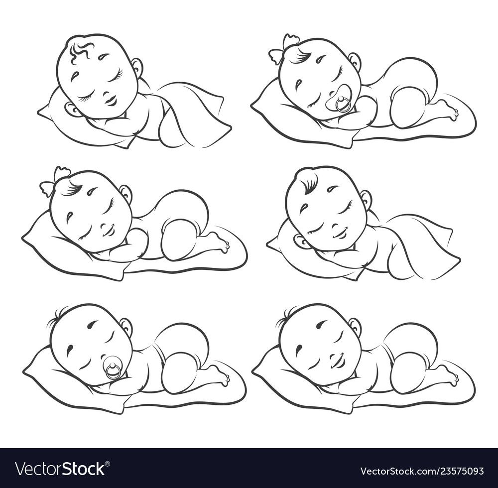 Newborn Baby Sketch. Hand Drawn Sleeping Babies Isolated On White, Happy Human Girl And Boy Toddlers, Drawing Kids Vector Illustration. Download A Free Preview Or High Quality Adobe Illustrator Ai, Ep...