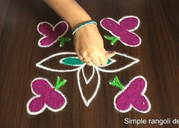 Simple Flower Rangoli Designs For Beginners - - - Kolam Designs With 5X5 Dots