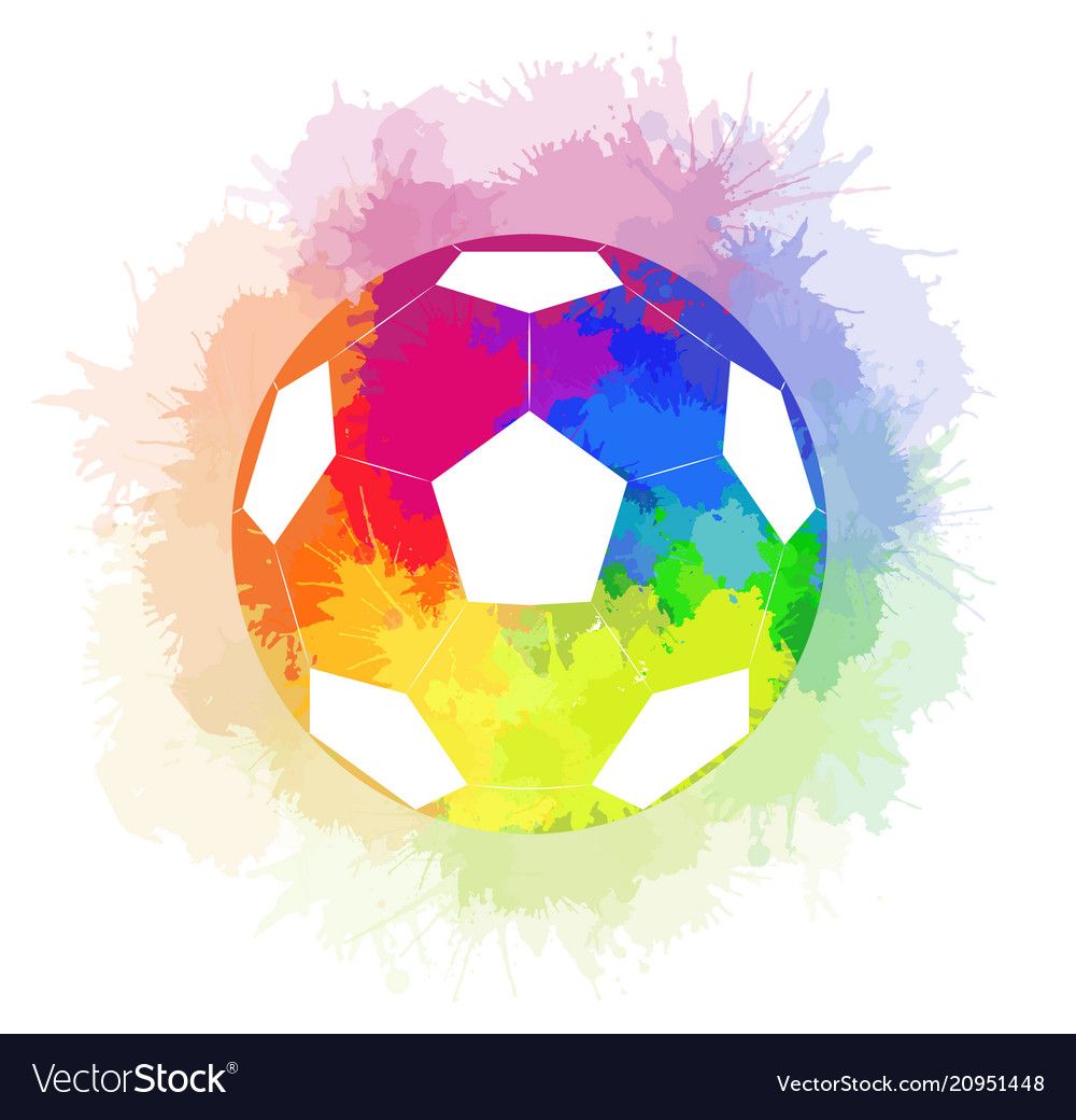 Soccer ball with watercolor rainbow …