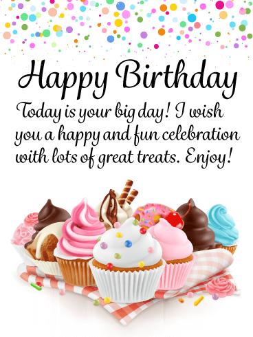 Spectacular Cupcakes Happy Birthday Card Birthday Greeting Cards