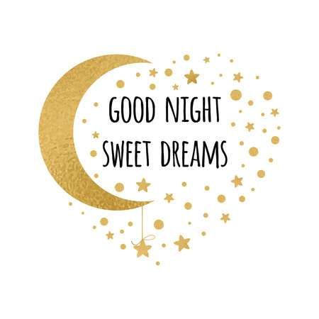 Vector Print With Text Good Night Sweet Dreams Wishing Card
