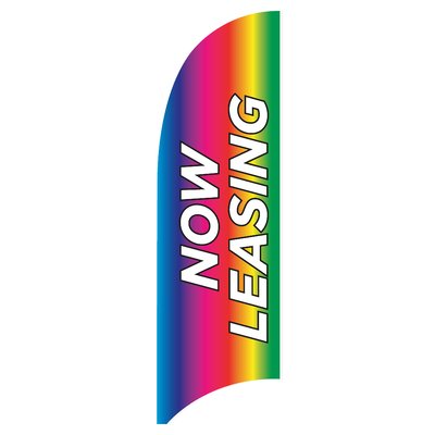 Victory Corps Now Leasing 3 Piece Polyester Feather Flag Set Color: Rainbow Background with White Text 2, Size: 177″ H x 36″ W