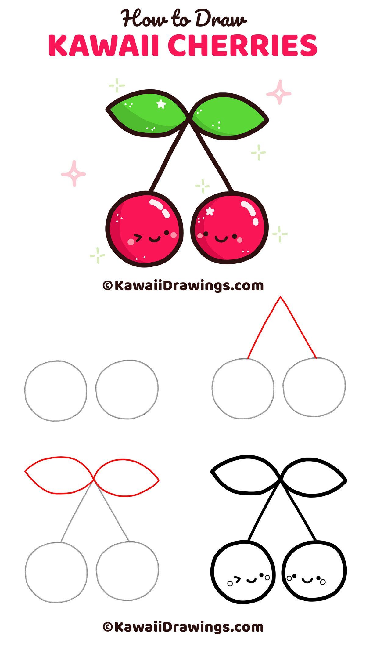 Wie zeichnet man Kawaii Kirschen
