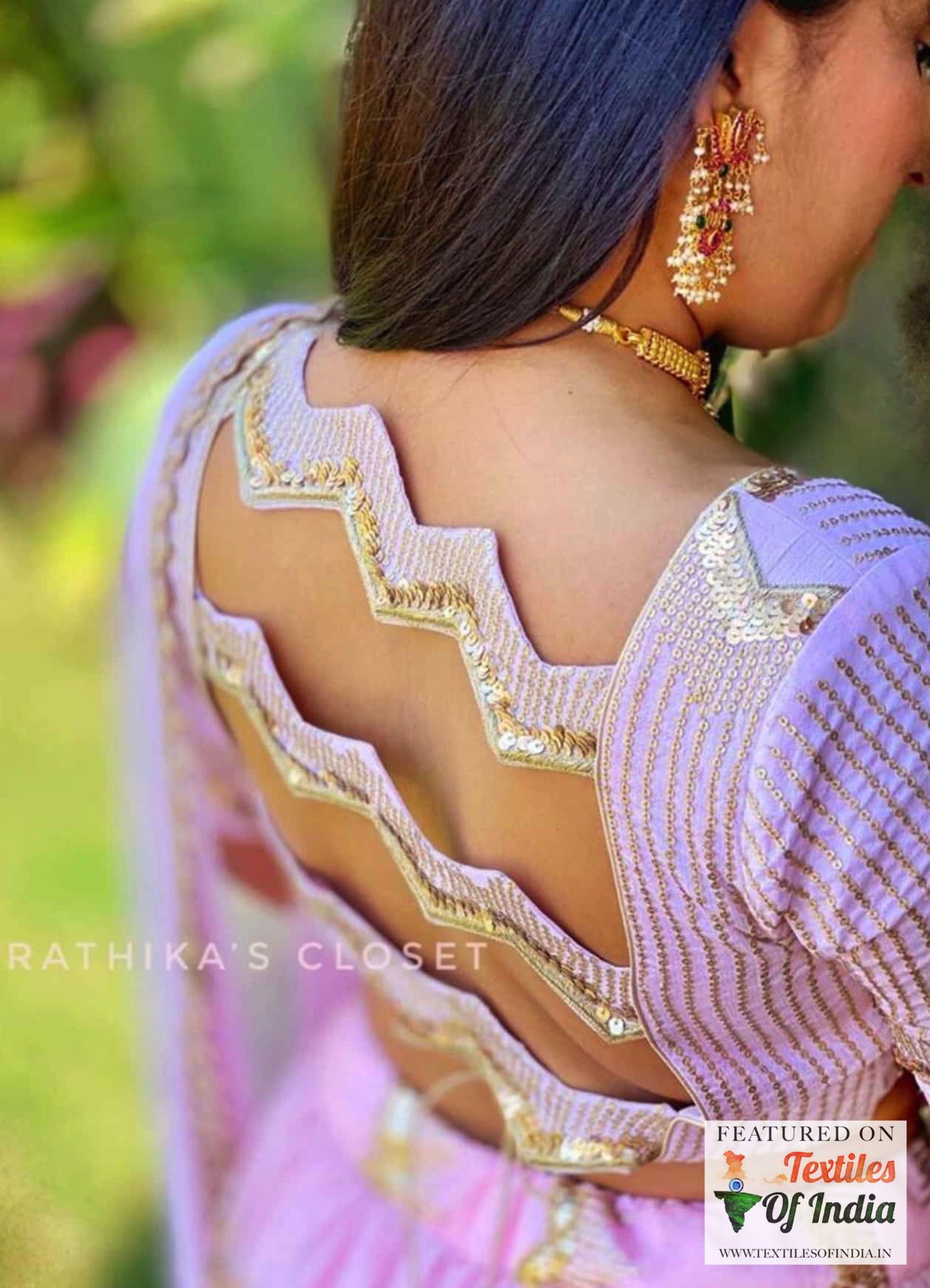 Zig zag back open Designer trending Best South Indian Wedding blouse front / back