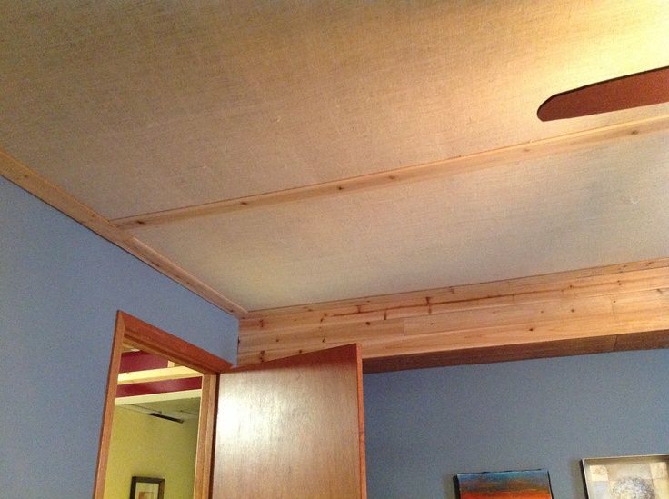 Burlap Ceiling In Basement | To Complete My Basement Bedroom Ceiling I Purchased Burlap And Stapled ...