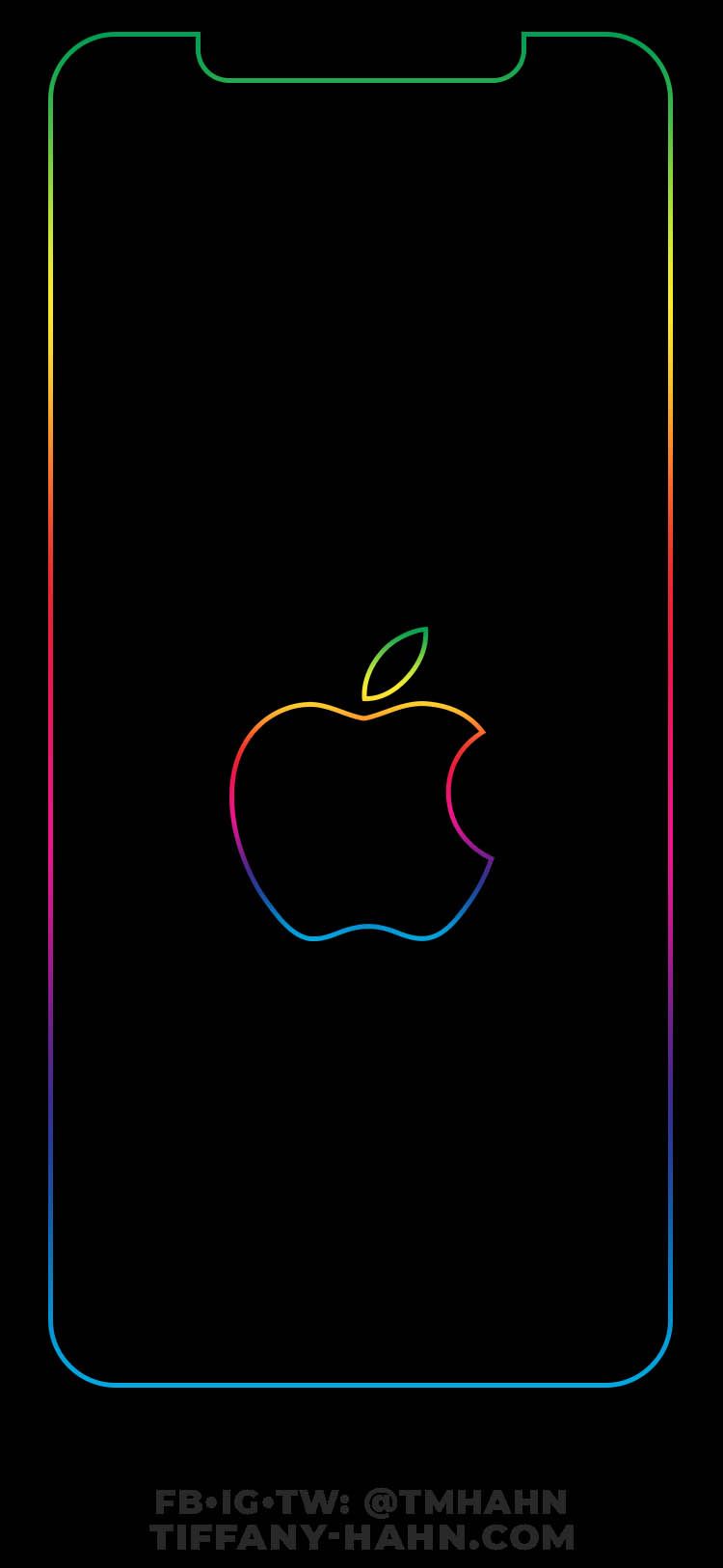 IPhone XS Max Wallpaper - Rainbow Outline - Lock Screen - Apple - V02