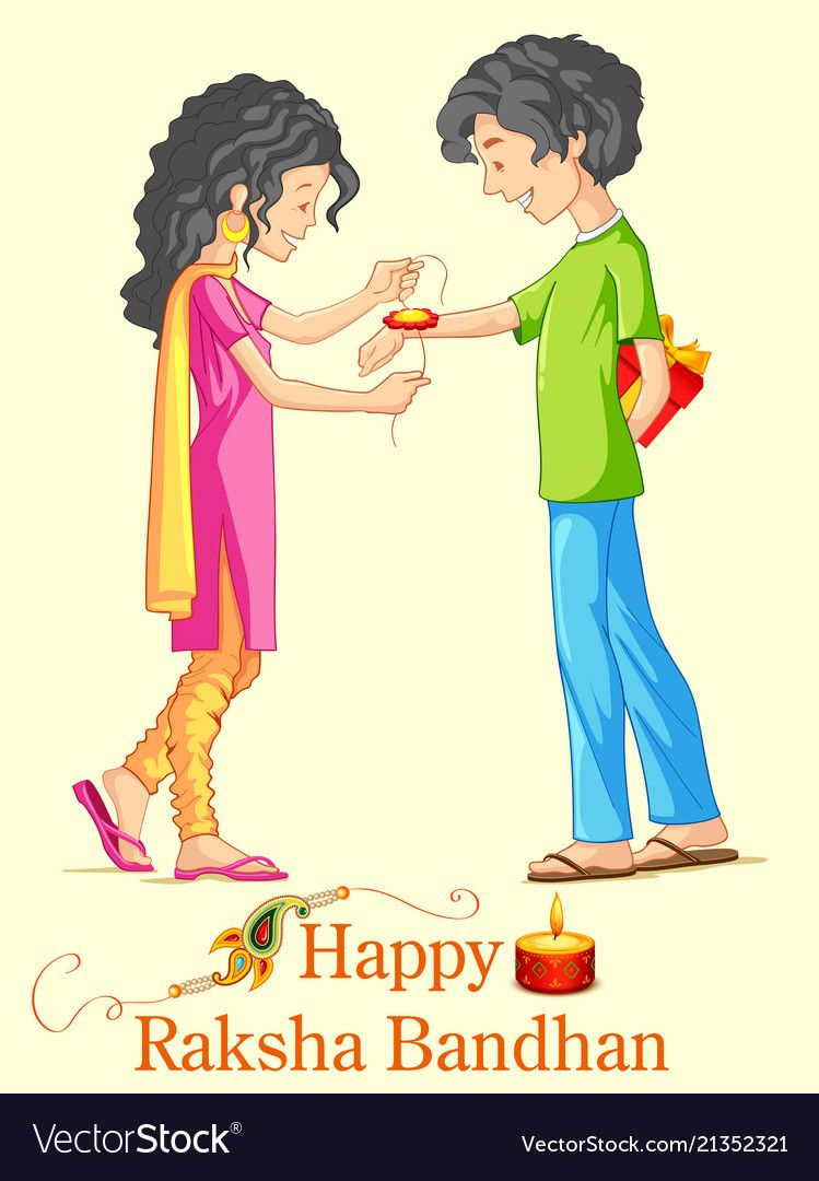 illustration of brother and sister tying rakhi on Raksha Bandhan, Indian festival. Download a Free Preview or High Quality Adobe Illustrator Ai, EPS, PDF and High Resolution JPEG versions.
