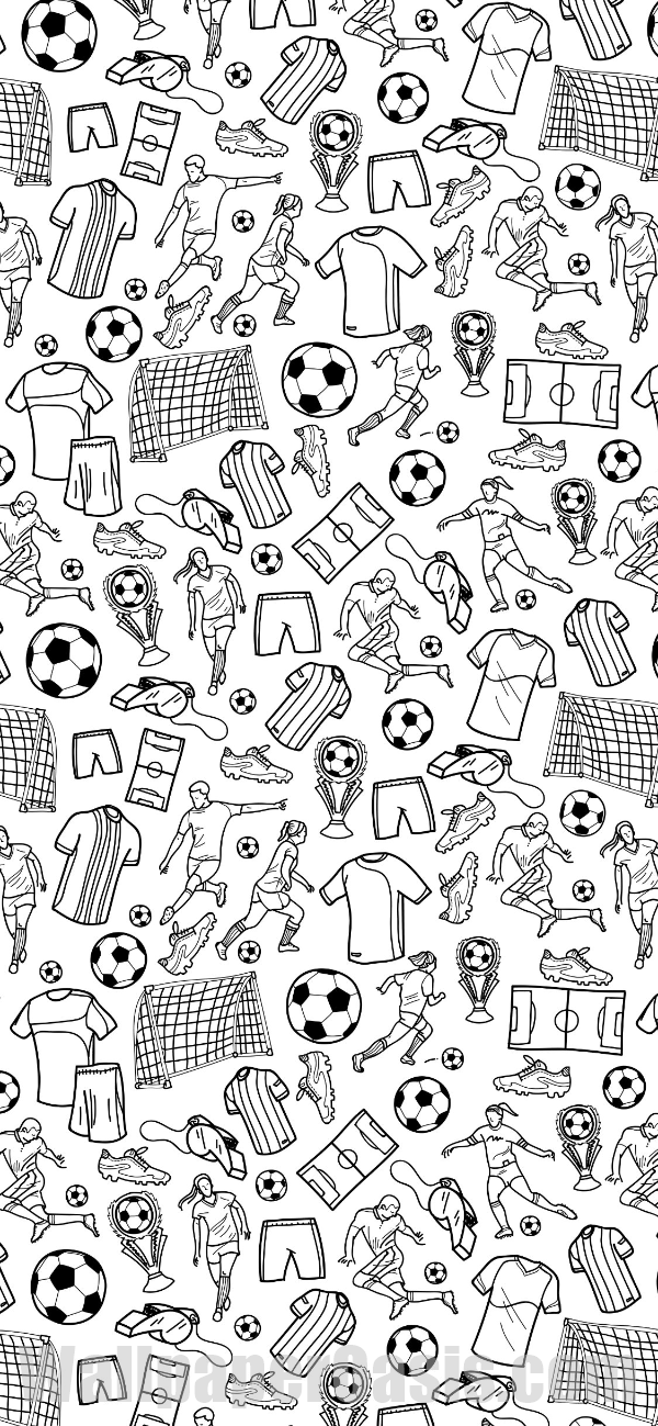 Black And White Soccer Doodle IPhone Wallpaper 2023
