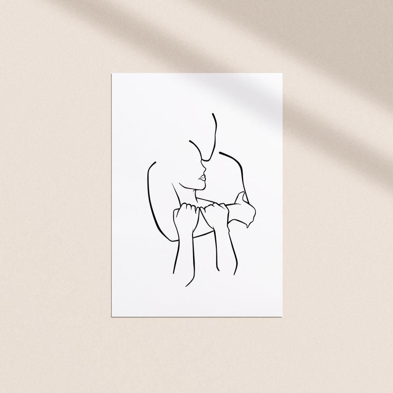 Couple Hug Print, Minimal Line Art Couple, Man And Woman Line Art, Lovers Line Art, Abstract Love Wall Art, Minimalist Romantic Bedroom Art