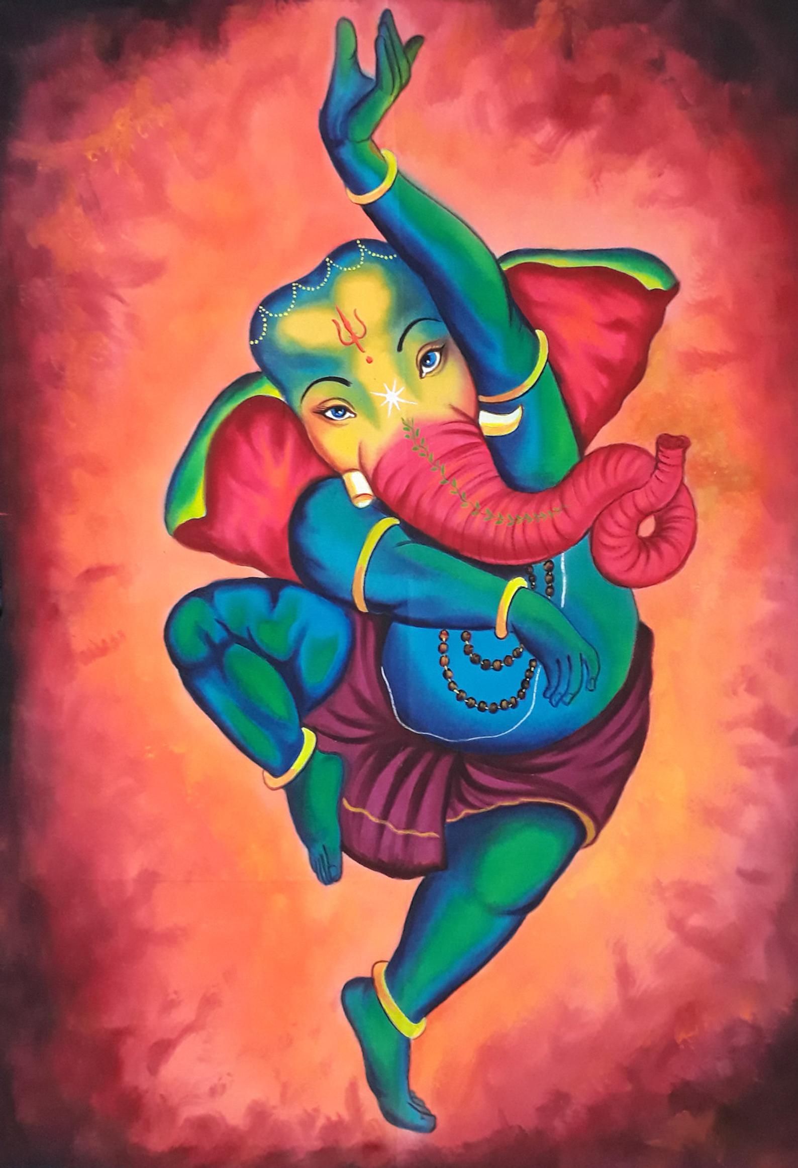 Dancing Ganesha Uv Painting Etsy