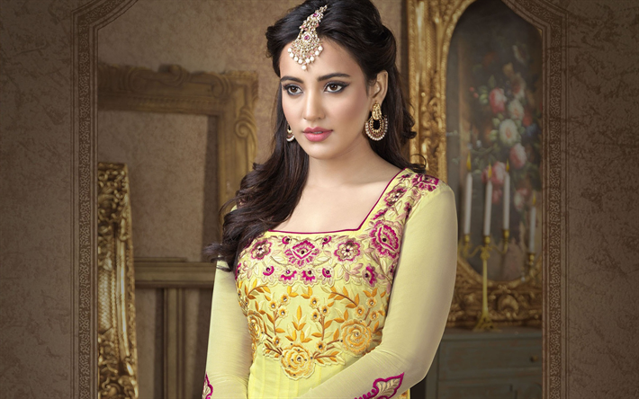 Download Wallpapers Neha Sharma, Indian Actress, Portrait, Indian Traditional Dress, Sari, Bollywood, Photoshoot 1080P Hd