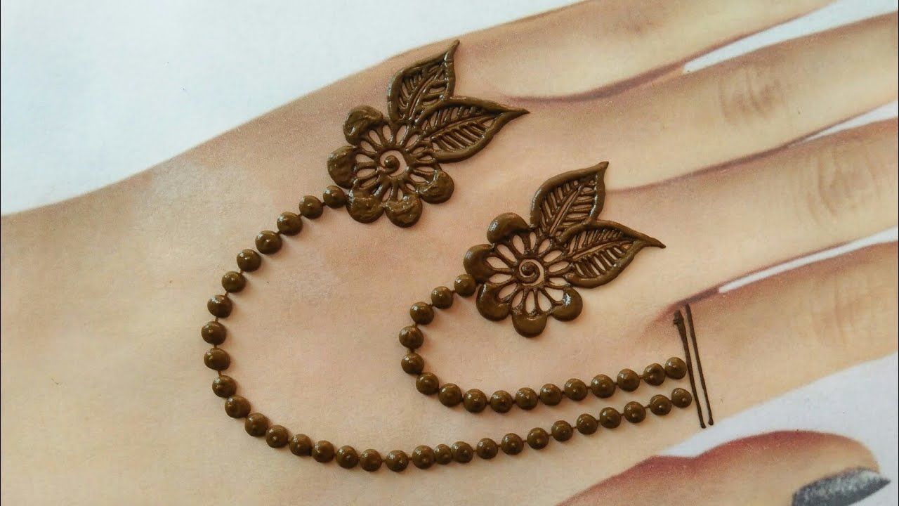 Floral style Eid jewellery mehndi design for back hands | Easy simple gol tikki mehndi design