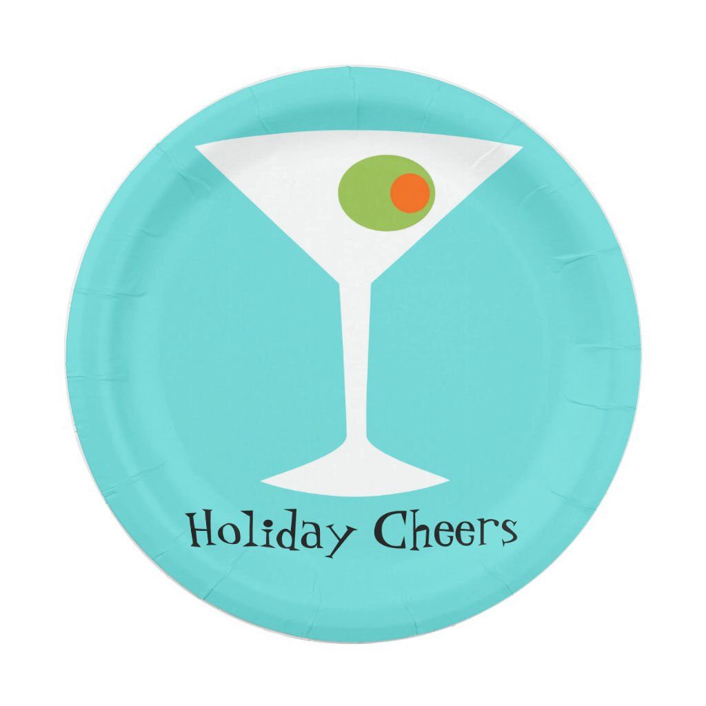 Holiday Cheers Martini Paper Plates