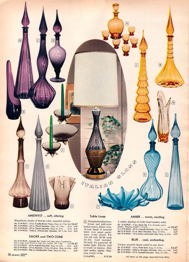 Italian Glass, 1959 Sears Catalog. Repinned By Secret Design Studio, Melbourne. Www.secretdesigns...