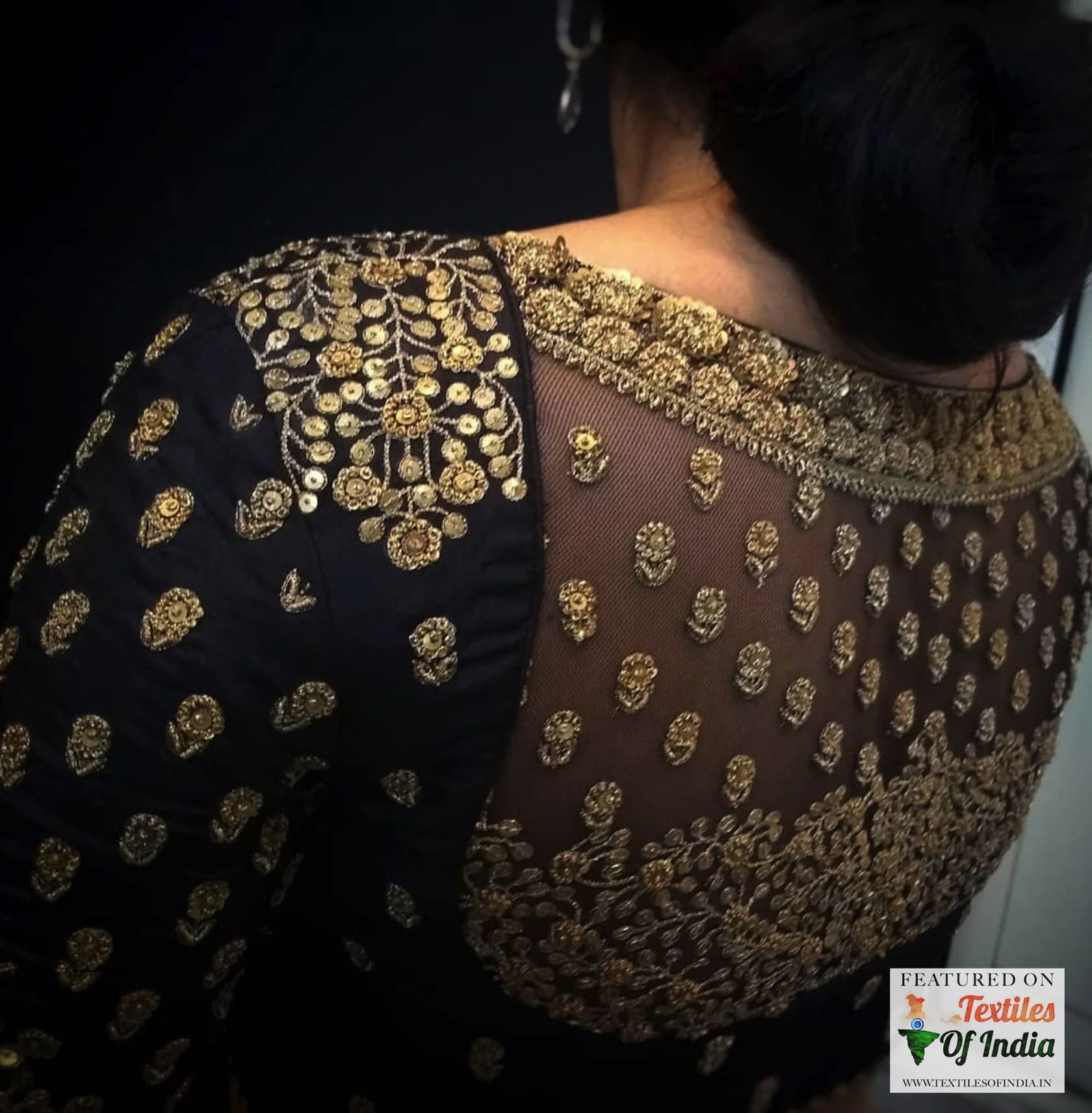 Sheer back embroidery Classy, unique daily wear south Indian blouse front / back design for Womens