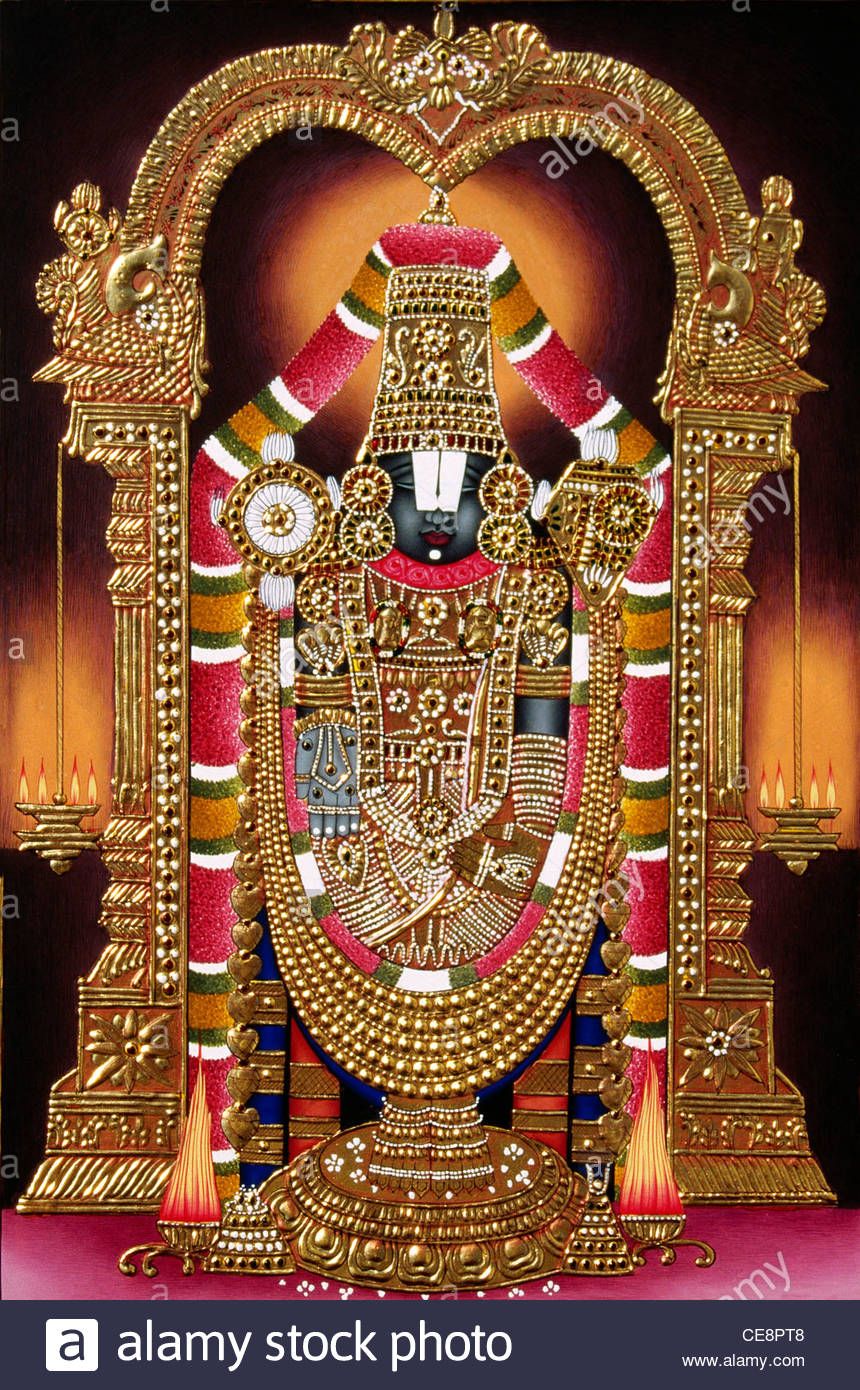 Stock Photo - Lord Tirupati Balaji Miniature Painting With Gold Embossing 1080P Full Hd