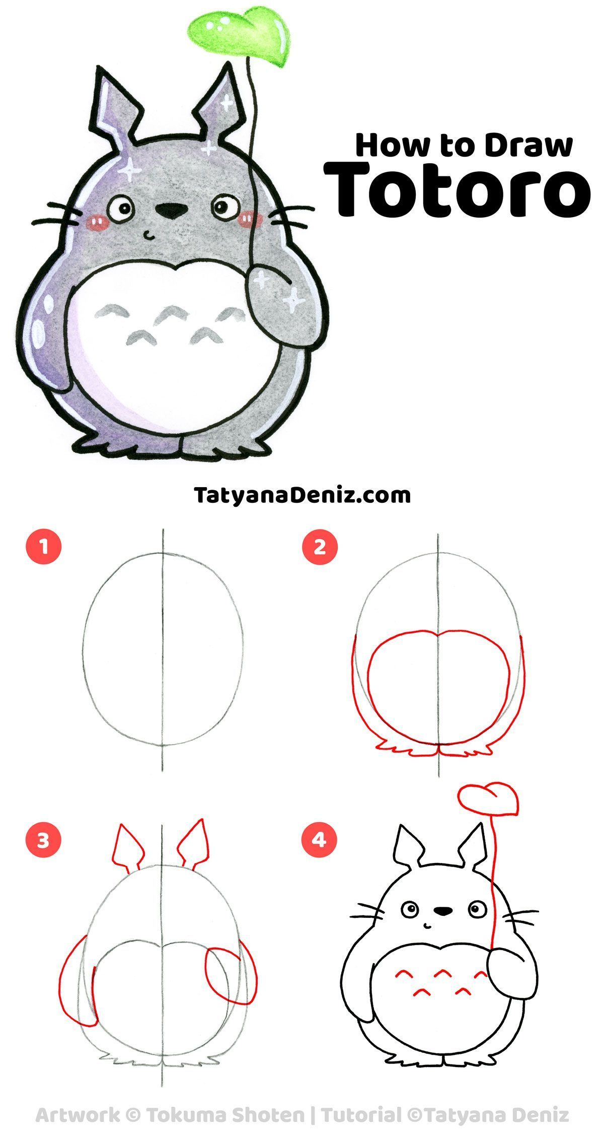 Süss cut ec How to draw kawaii Totoro step-by-step Drawing cut cute Drawing Dra…