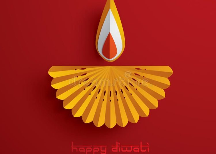 Happy Diwali. Paper Graphic Of Indian Diya Oil Lamp Design. Stock Vector - Illustration Of Deepawali, Light: 98637084