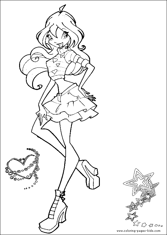 Winx Club Color Page - Coloring Pages For Kids - Cartoon Characters Coloring Pages - Printable Coloring Pages - Color Pages - Kids Coloring Pages - Coloring Sheet - Coloring Page - Coloring Book - Kid Color Page - Cartoons Coloring Pages