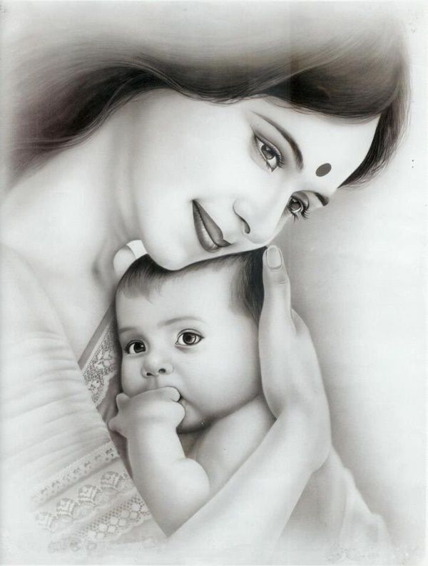 60 Simple Pencil Mother And Child Drawings