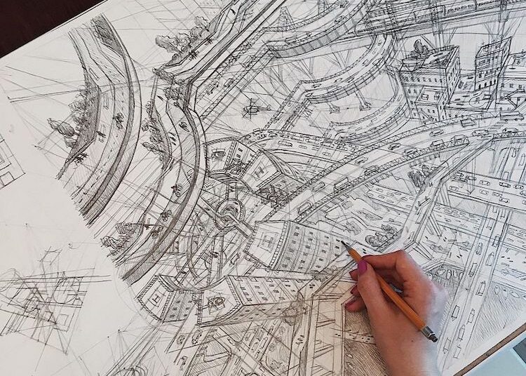 Architecture Student Sketches Bird’s Eye View Of Exquisite Imaginary Cities