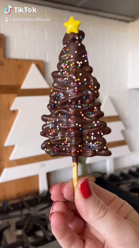 Chocolate Christmas Trees With Pocky Sticks