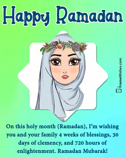 Cute Happy Ramadan Mubarak Photo Frame For Friends And Family