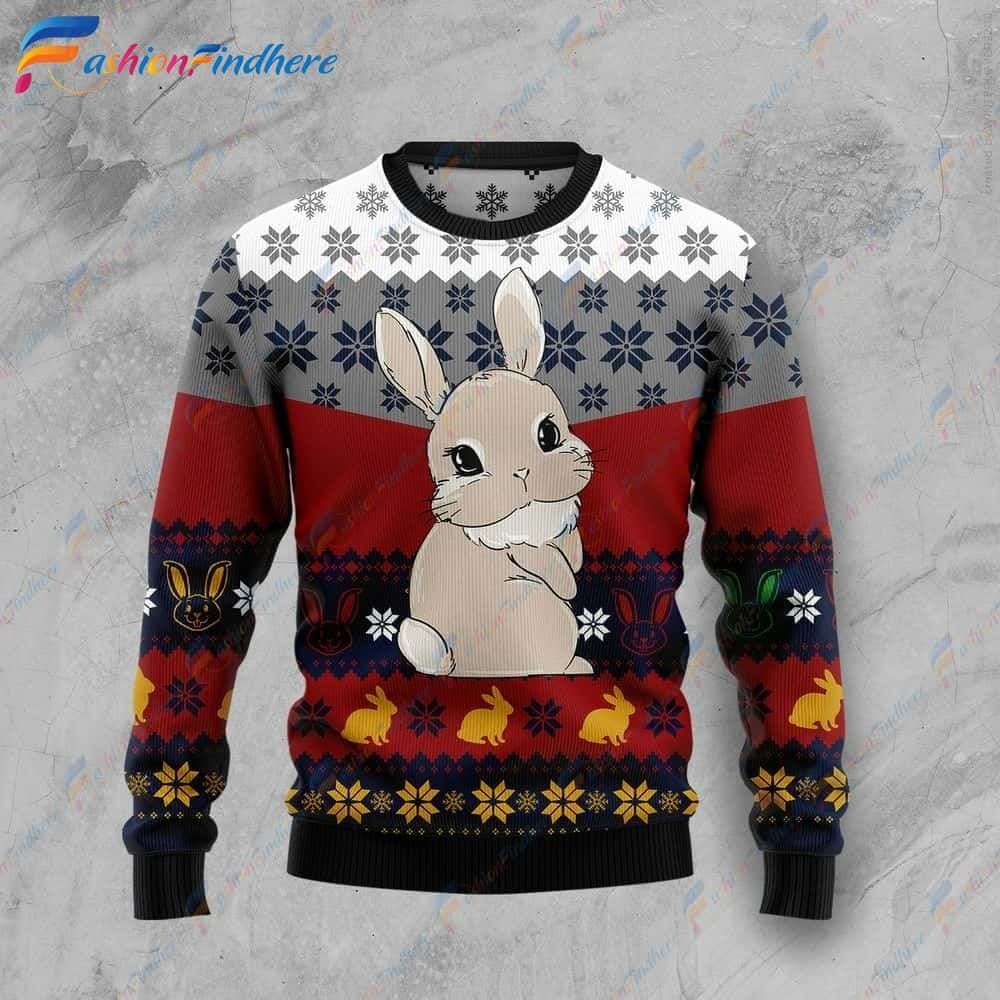 Cute Rabbit Ugly Sweater, Ideal Gift, Ugly Sweater Ideas For School