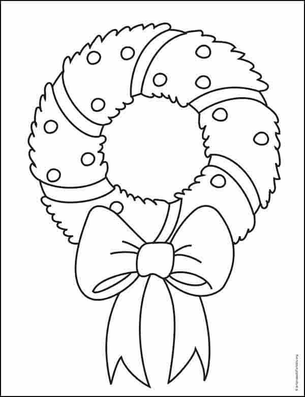 Easy How To Draw A Wreath Tutorial And Wreath Coloring Page